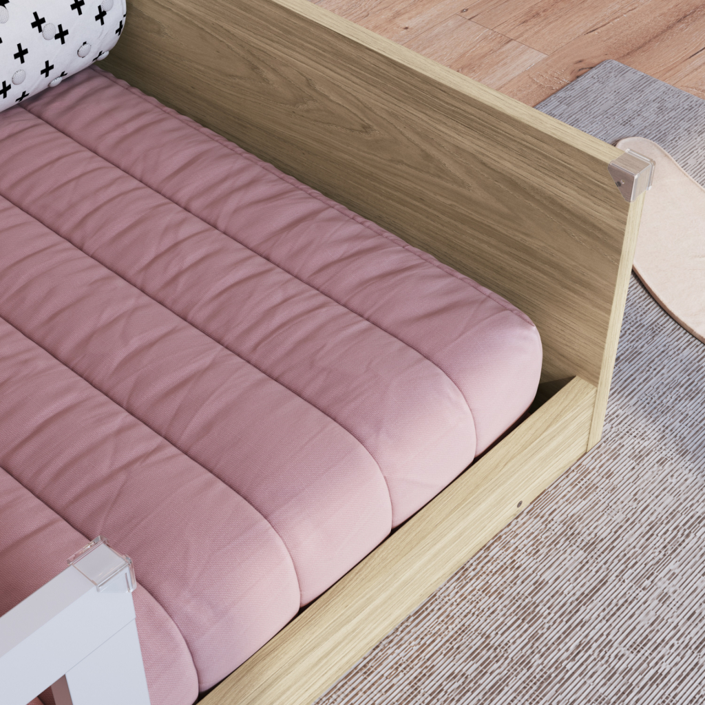 Cama infantil Montessoriana de Solteiro Linha Affetto cor Aveiro OAK com Branco