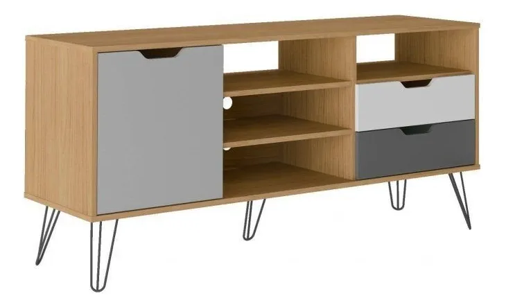 Rack Para Tv Até 55 Polegadas 1 Porta 2 Gavetas Estocolmo