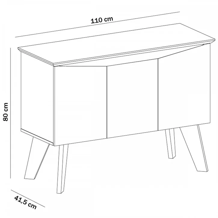 Balcão Buffet 3 Portas Oásis Pinho Off White Pinho Off White
