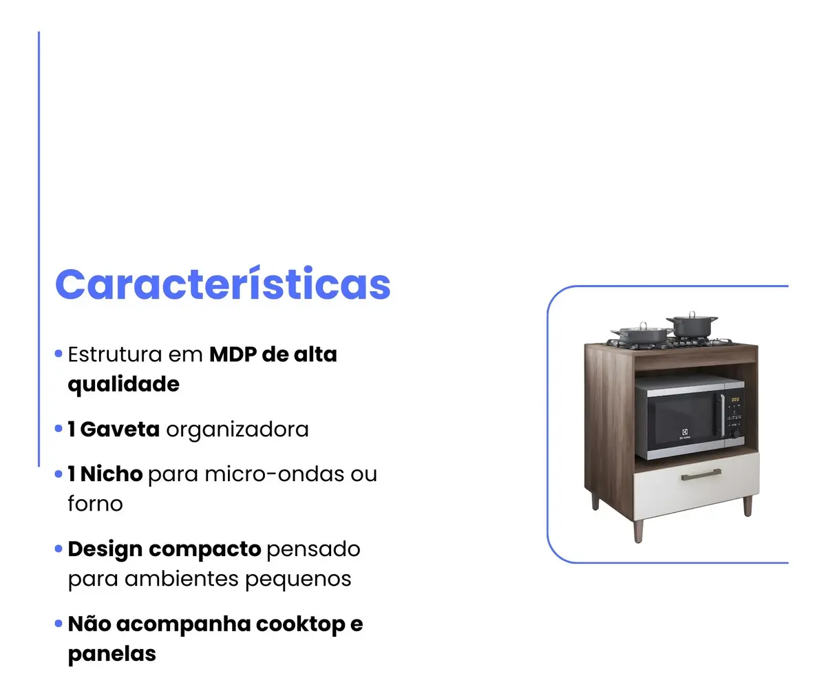Balcão Móveis Paraná Cook Top 51cmx36cm armário cozinha