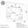 Guarda-Roupa 2 Portas de Correr 4 Gavetas 6 Prateleiras Espelhado Basic Freijó/Off White