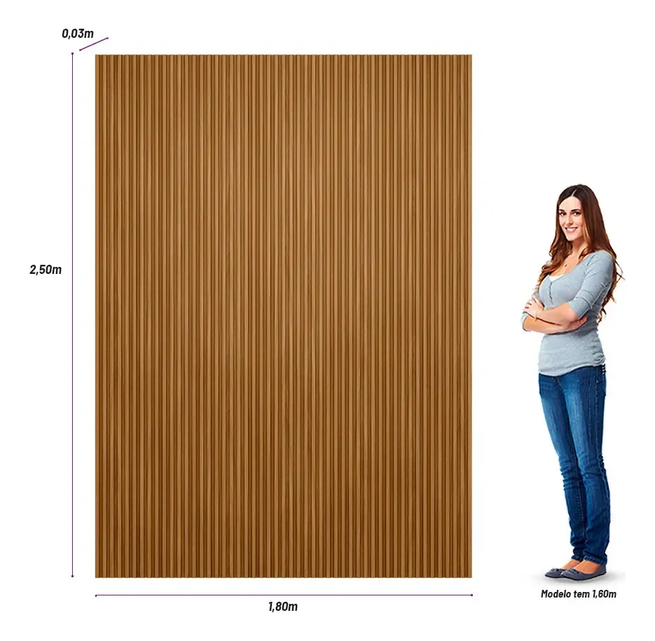 Painel Ripado Modular 1,80m Linea Brasil Cor Nature Fosco