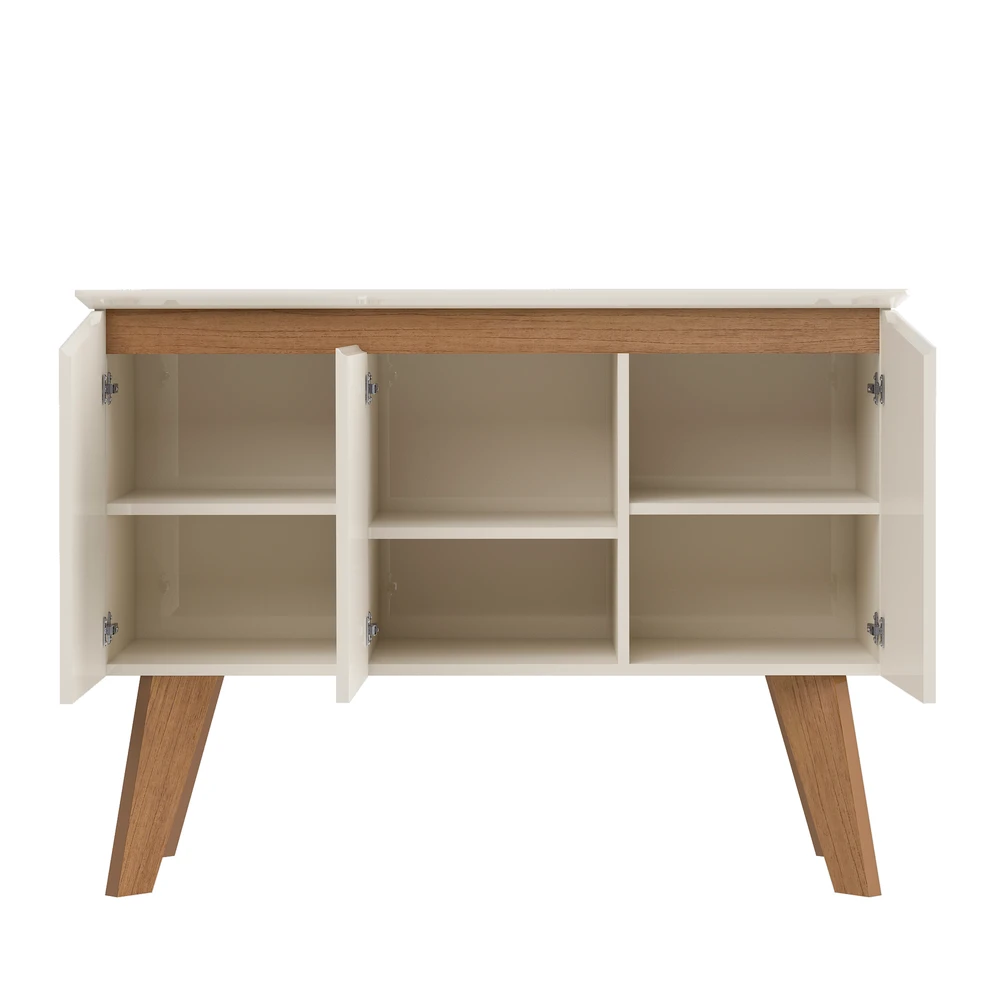Aparador Balcão Buffet 3 Portas Oásis Off White/cinamomo