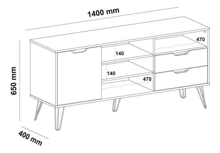 Rack Para Tv Até 55 Polegadas 1 Porta 2 Gavetas Estocolmo
