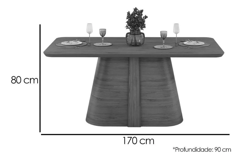 Mesa Jantar Ryze Madeirado 170cm Cedro Dj Móveis