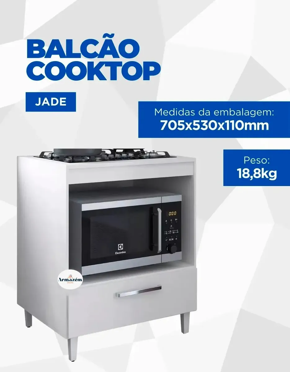 Balcão Cooktop Jade Plus Branco