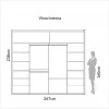 Guarda-Roupa 2 Portas de Correr 4 Gavetas 6 Prateleiras Espelhado Basic Freijó/Off White