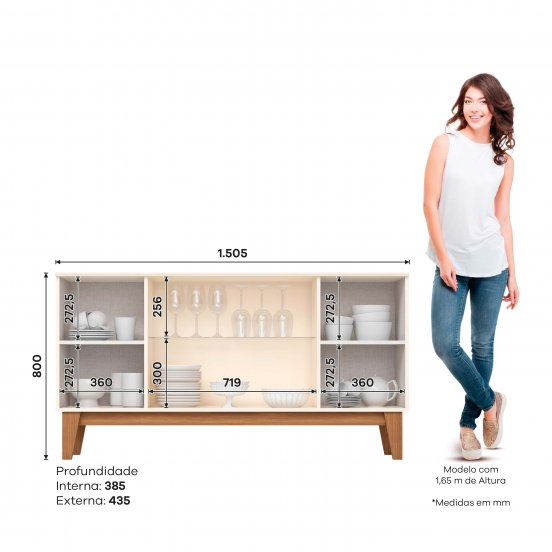 Buffet Eiffel 4 PORTAS OFF WHITE/NATURE